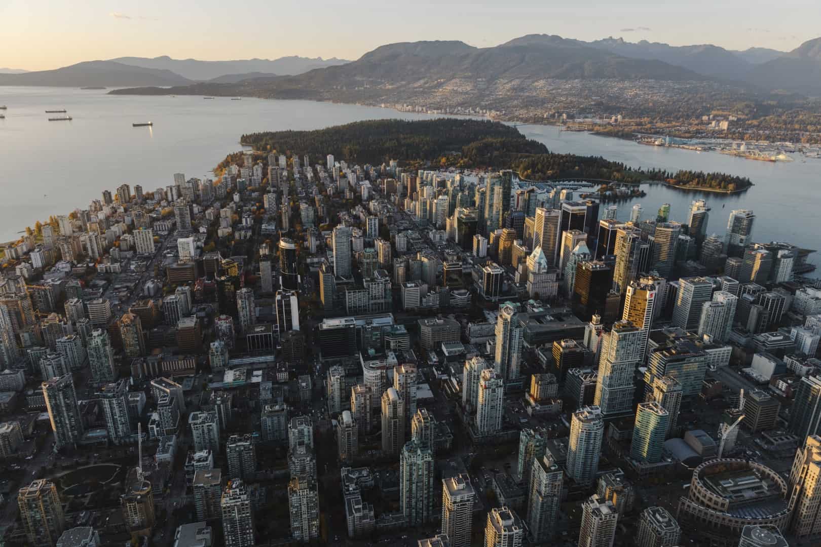 Aerial view of downtown Vancouver, BC